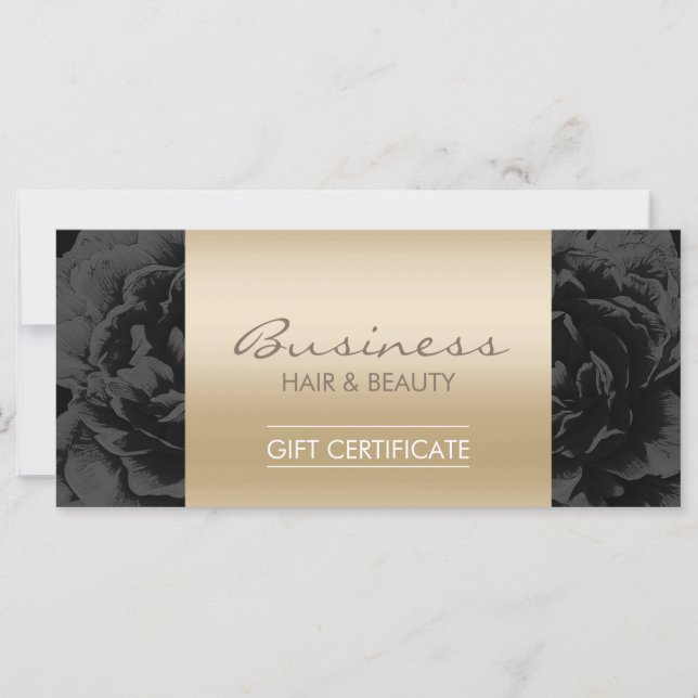 Elegant Blommigt Black Guld Salon Gift-certifikat (Framsida)