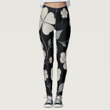 Elegant Blommigt Black Leggings