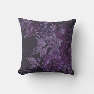 ELEGANT BLOMMIGT BLACK LILA ANPASSNINGSBAR CUSHION KUDDE