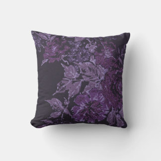ELEGANT BLOMMIGT BLACK LILA ANPASSNINGSBAR CUSHION KUDDE