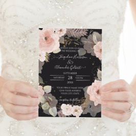 Elegant Blommigt Black Ro Guld Eucalyptus Löv