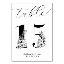 Elegant Blommigt Black & White Bord 15 Bordsnummer