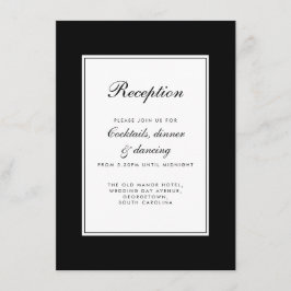 Elegant Blommigt Black White Bröllop Tilläggskort