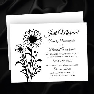Elegant Blommigt Black White Ny gifta Bröllop Meddelande