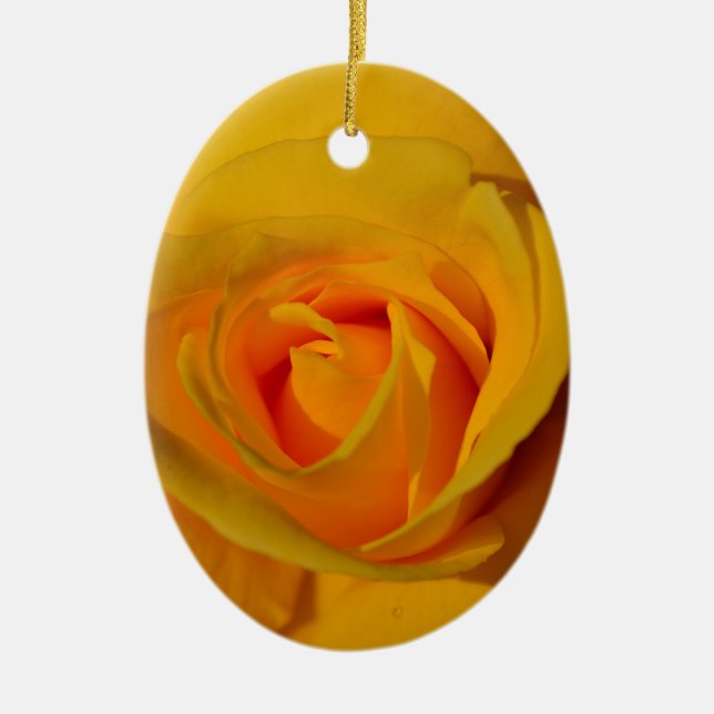 Elegant blommigt-blomman Gul ros Julgransprydnad Keramik (Framsidan)