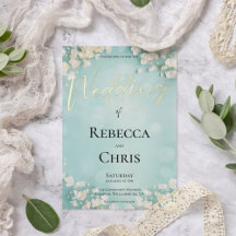 Elegant Blommigt Blue Bokeh Bröllop Guld