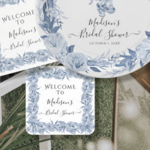 Elegant Blommigt Blue Chinoiserie Möhippa Underlägg Papper Kvadrat