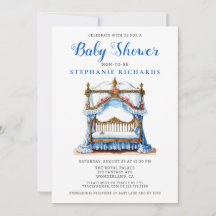 Elegant Blommigt Blue Crib Baby Shower
