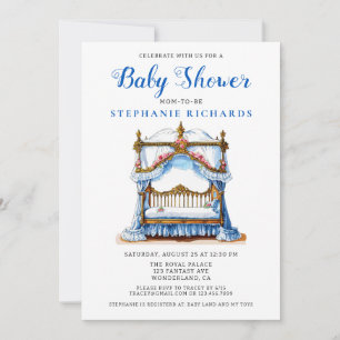 Elegant Blommigt Blue Crib Baby Shower Inbjudningar