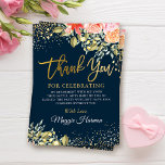 Elegant Blommigt Blue Guld Surprise Pension Party Tack Kort<br><div class="desc">Elegant Blommigt Blue Guld Surprise Pension Party - tackkort för</div>