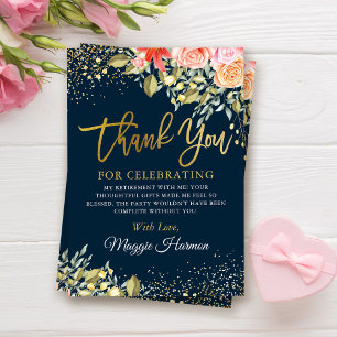 Elegant Blommigt Blue Guld Surprise Pension Party Tack Kort