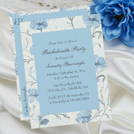Elegant Blommigt Blue Land Garden Bachelorette Inbjudan Vykort