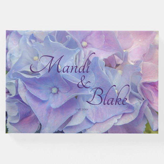 Elegant Blommigt Blue Lavender Hydrangea Guest Bok (Framsida)