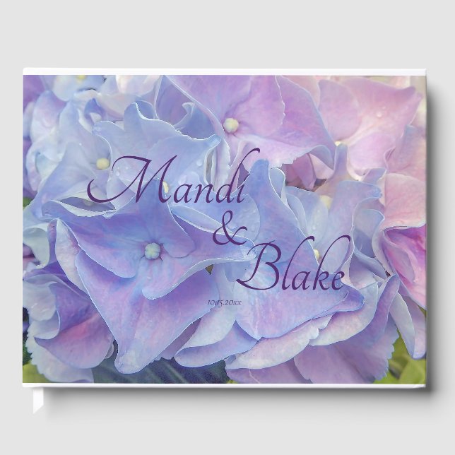 Elegant Blommigt Blue Lavender Hydrangea Guest Bok (Framsida)