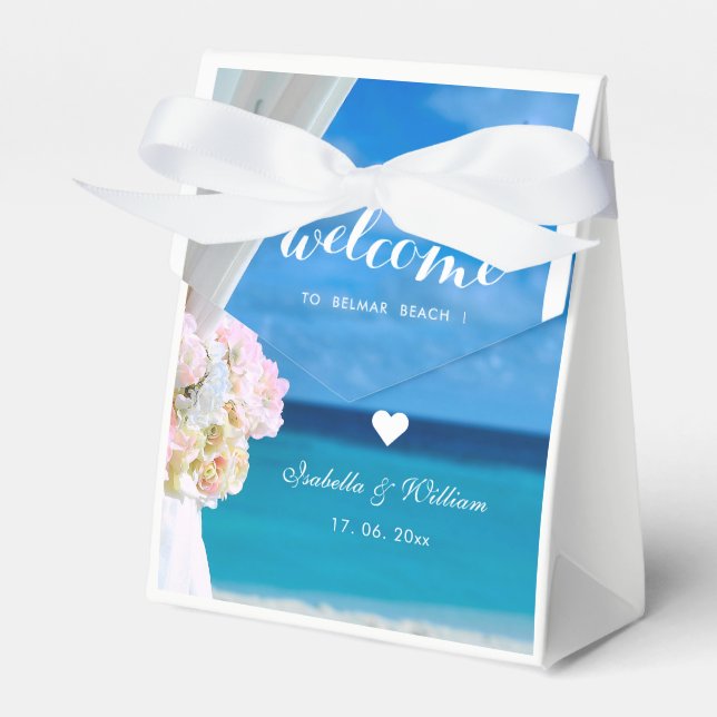 Elegant Blommigt Blue Ocean Beach Wedding Presentaskar (Framsidan Sidan)