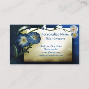 Elegant Blommigt Blue Petunias Ivory Background Visitkort