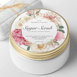 Elegant Blommigt Body SCrub Beauty Product Label Runt Klistermärke