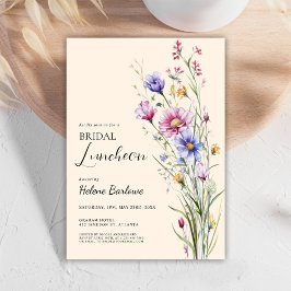 Elegant Blommigt Bohemian Wildblomme Möhippa Lunch Inbjudningar