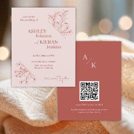 Elegant Blommigt Boho Bröllop budgetinbjudan Flygblad