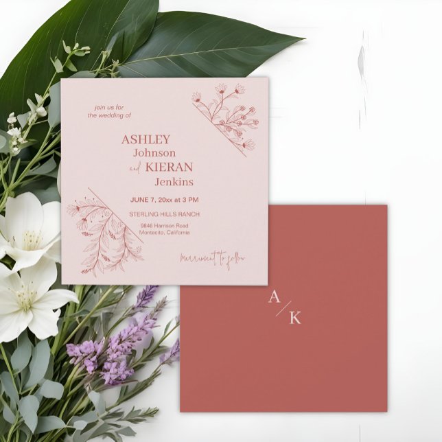 Elegant Blommigt Boho Bröllop Inbjudningar (Skapare uppladdad)