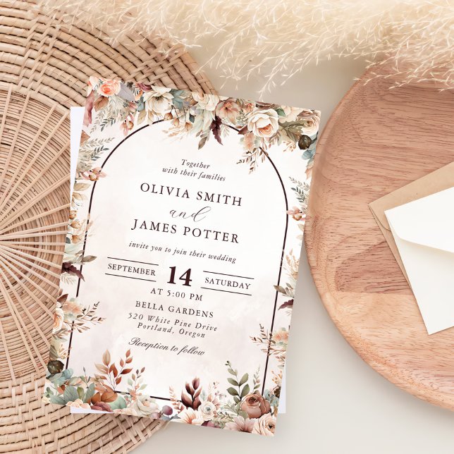 Elegant Blommigt Boho Bröllop Inbjudningar (Skapare uppladdad)
