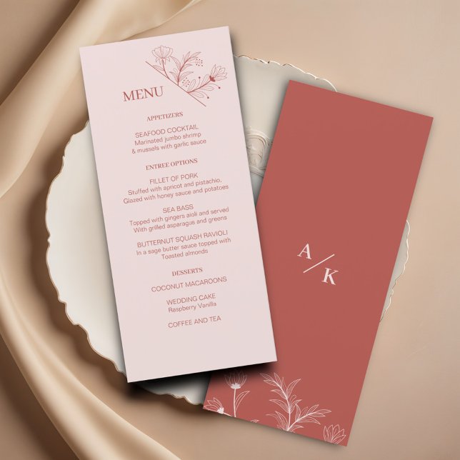Elegant Blommigt Boho Bröllop Menu Meny (Skapare uppladdad)