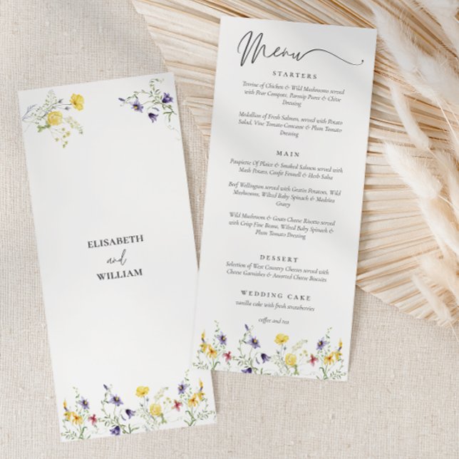 Elegant Blommigt Boho Bröllop Meny (Skapare uppladdad)