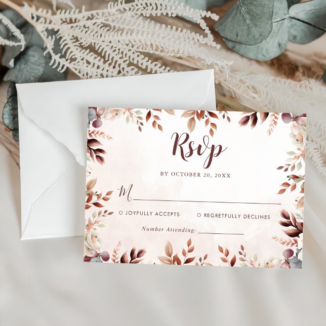 Elegant Blommigt Boho Bröllop OSA Kort (Skapare uppladdad)