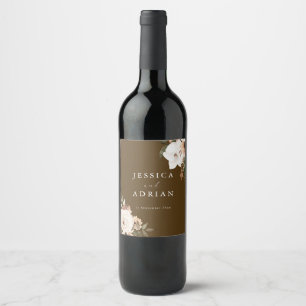 Elegant Blommigt Boho Bröllop Vin Flaska-etikett Vinflaska Etikett