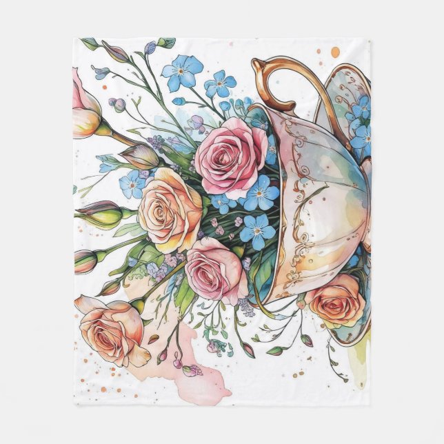 Elegant blommigt boho Fleece Blanket (Framsidan)