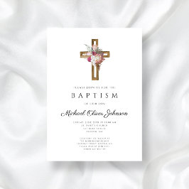 Elegant Blommigt Boho Kor Baptism Inbjudningar