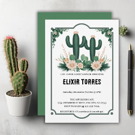 Elegant Blommigt Boho Modern Cactus Baby Shower Inbjudningar