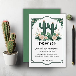 Elegant Blommigt Boho Modern Cactus Baby Shower Tack Kort
