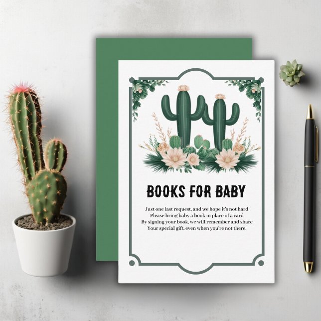 Elegant Blommigt Boho Modern Cactus Baby Shower Tilläggskort (Skapare uppladdad)