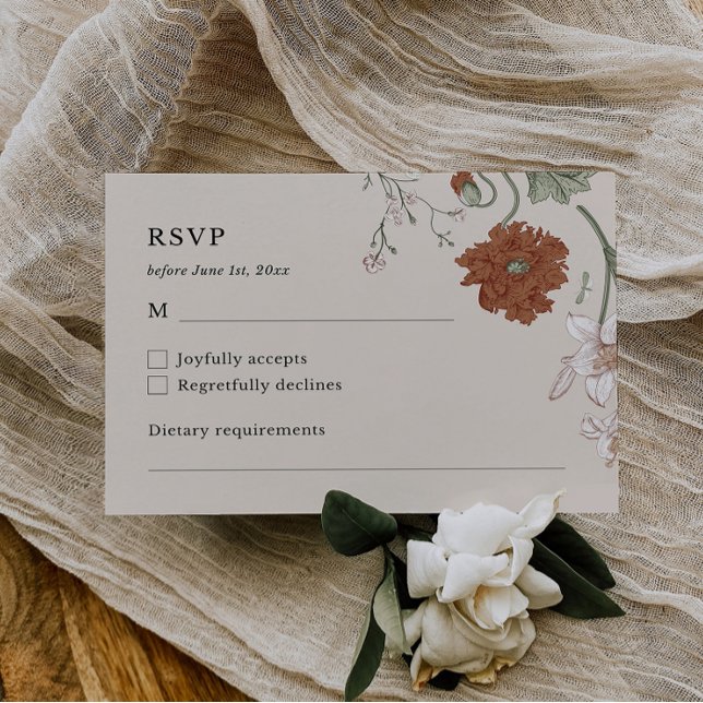 Elegant Blommigt Boho OSA kort (Skapare uppladdad)