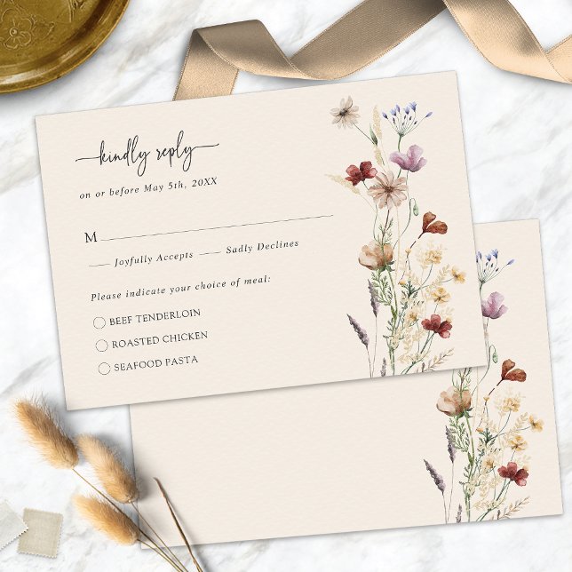 Elegant Blommigt Boho OSA kort (Elegant Floral Boho RSVP Card by Painted Paperie
)