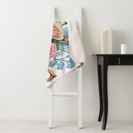 Elegant blommigt boho Sherpa Blanket