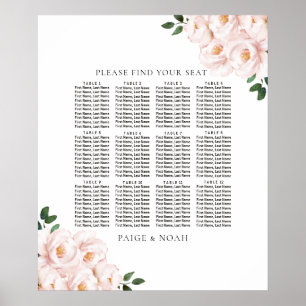 Elegant Blommigt Bord Sittdiagram Bröllop Poster