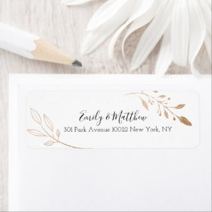 Elegant Blommigt Botaniqe Gold Foil Bröllop Returadress Etikett