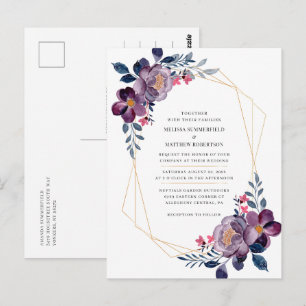 Elegant Blommigt Botaniskt bröllop - inbjudan