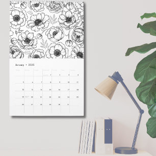 Elegant Blommigt botaniskt illustrerat Kalender