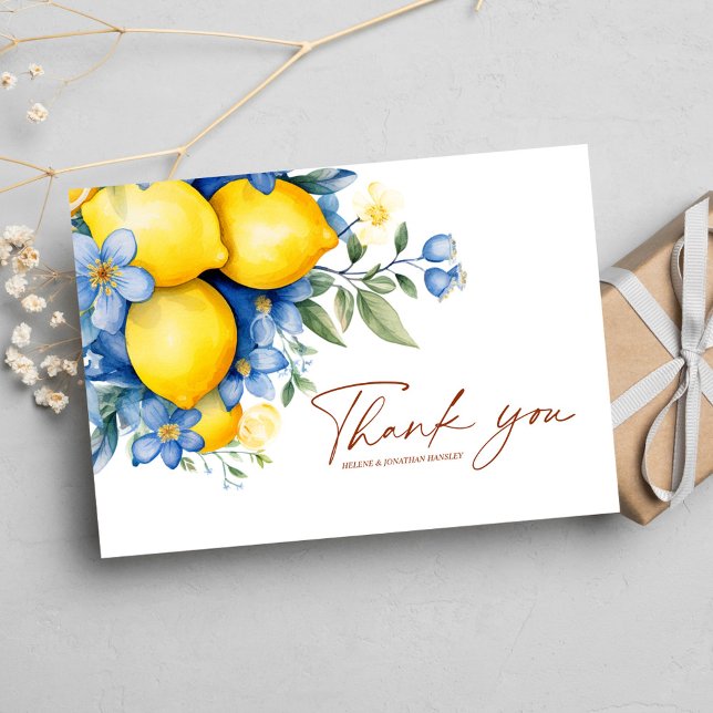 Elegant Blommigt Botaniskt Modern Bröllop Tack Kort (Elegant Floral Botanical Modern Wedding Thank You Card)
