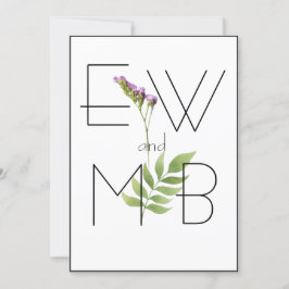 Elegant Blommigt Botaniskt monogram enkelt Bröllop Inbjudningar