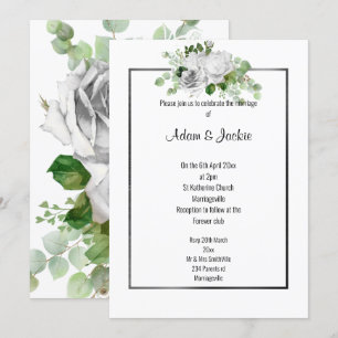 ELEGANT BLOMMIGT BOUQUET BLACK TRIM BRÖLLOP INBJUDNINGAR