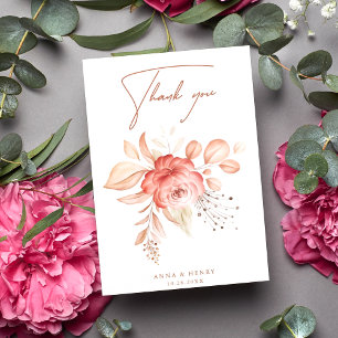 Elegant Blommigt Bouquet Bröllop Tack Kort