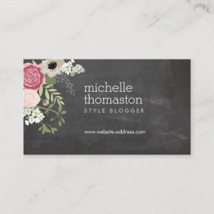 Elegant Blommigt Bouquet Chalkboard Crafter, Blogg Visitkort