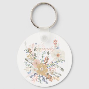 Elegant Blommigt Bouquet Girly säger vackert Nyckelring