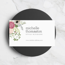 Elegant Blommigt Bouquet II Stylist, Bloggare Visitkort
