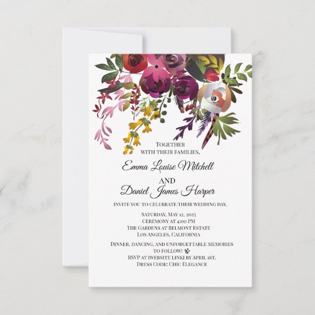 Elegant Blommigt Bouquet Inbjudningar (Framsida)
