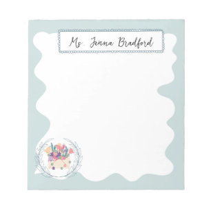 Elegant Blommigt Bouquet med Namn Anteckningsblock